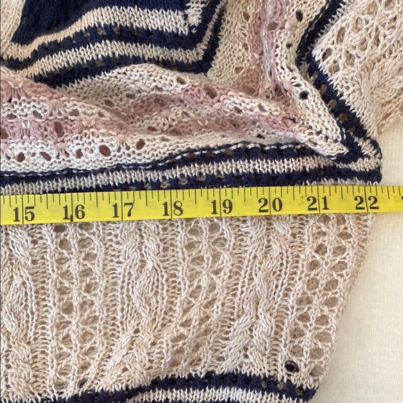 New Directions Cozy Blue and Cream Cardigan - Picture 12 of 13